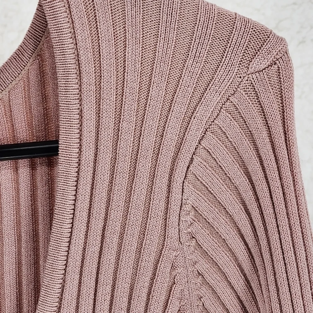 H&M Women's Ribbed Knit V-Neck Long Sleeve Mini Dress - L